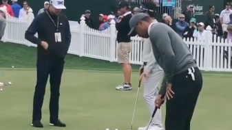 Golf fans react as Tiger Woods SHOWS OFF an impressive putting drill!